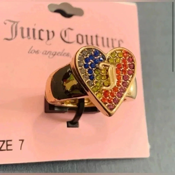 NEW JUICY COUTURE RAINBOW HEART RING Size 7 - Picture 2 of 5